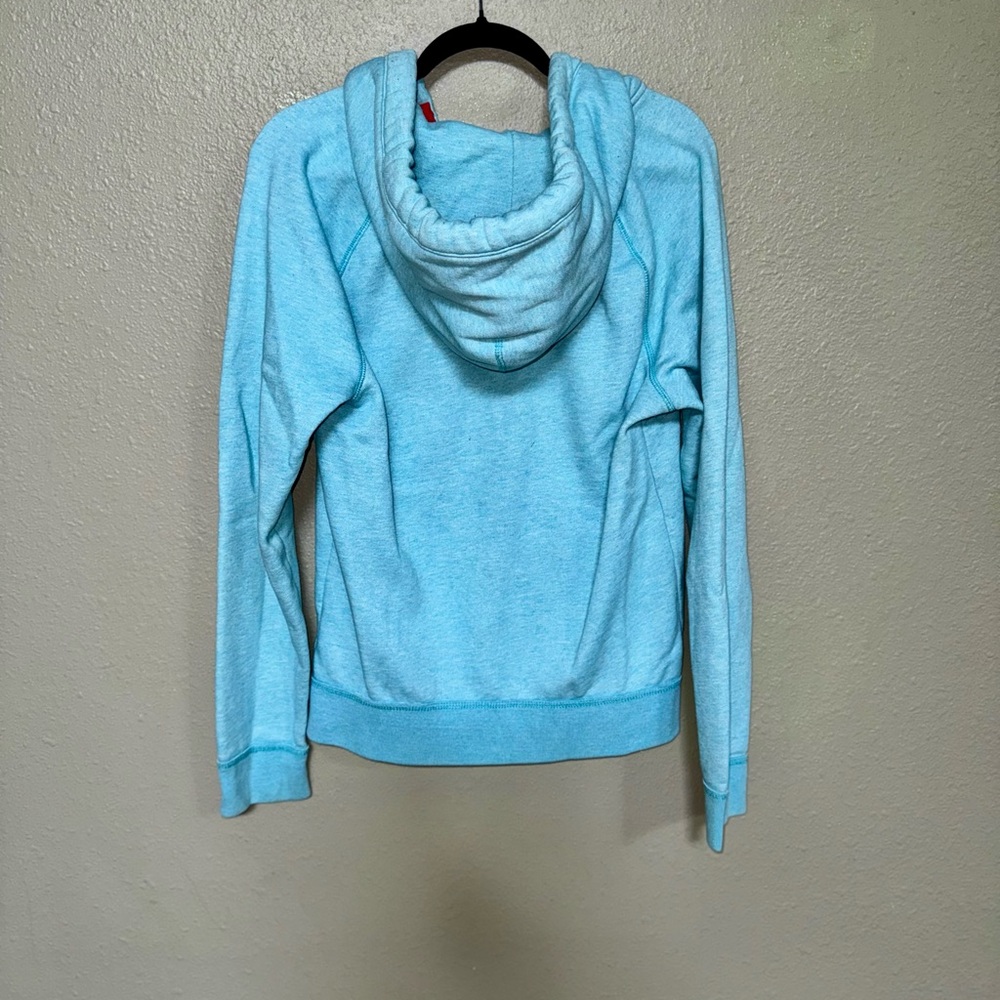 Hollister Men’s Light Blue Zip Hoodie with Red Accents